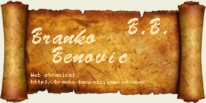 Branko Benović vizit kartica